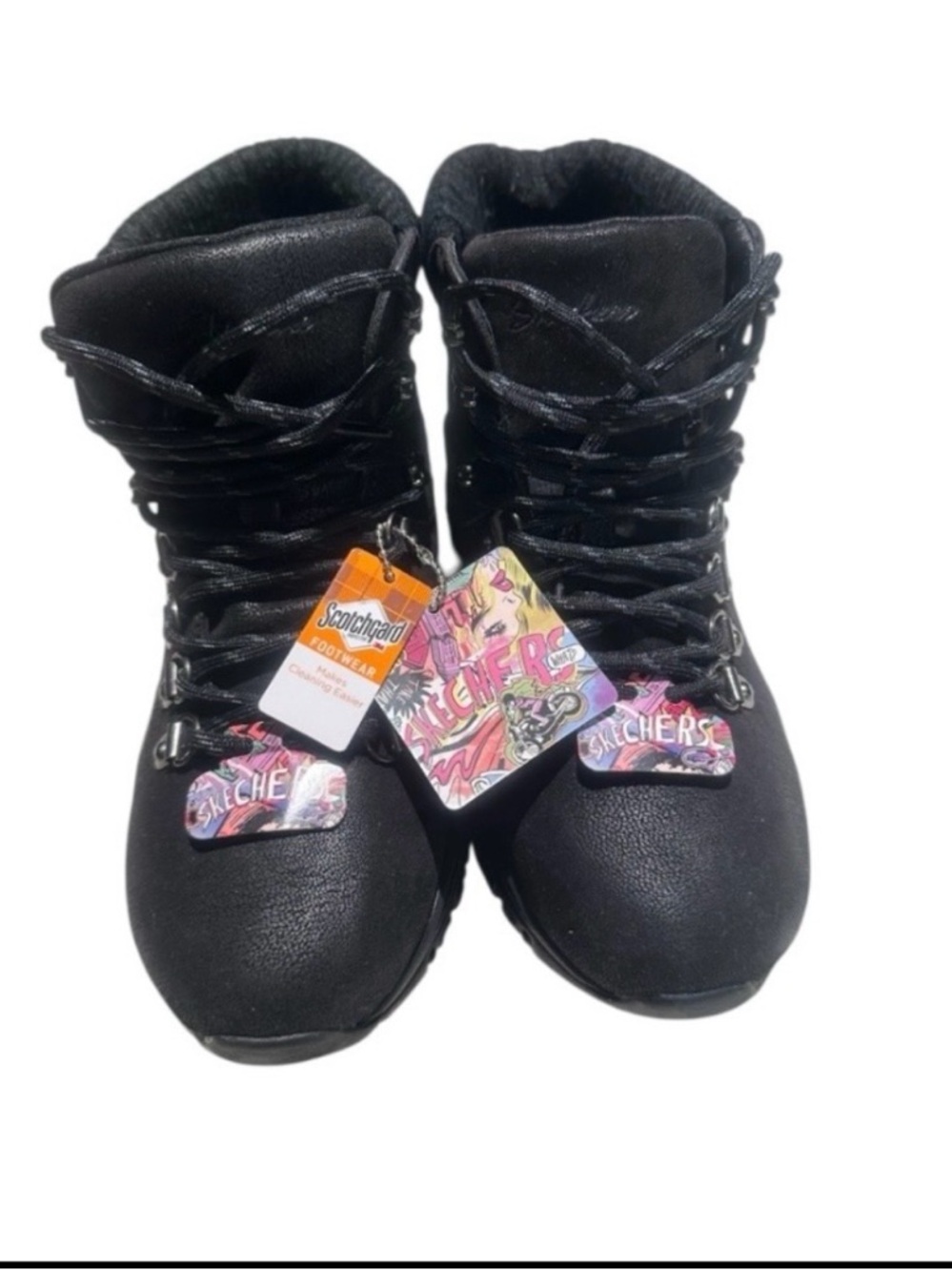 NWT Skechers Black Street High Top Hiker Lace Up Boots - Scotchgard - Size 6.5